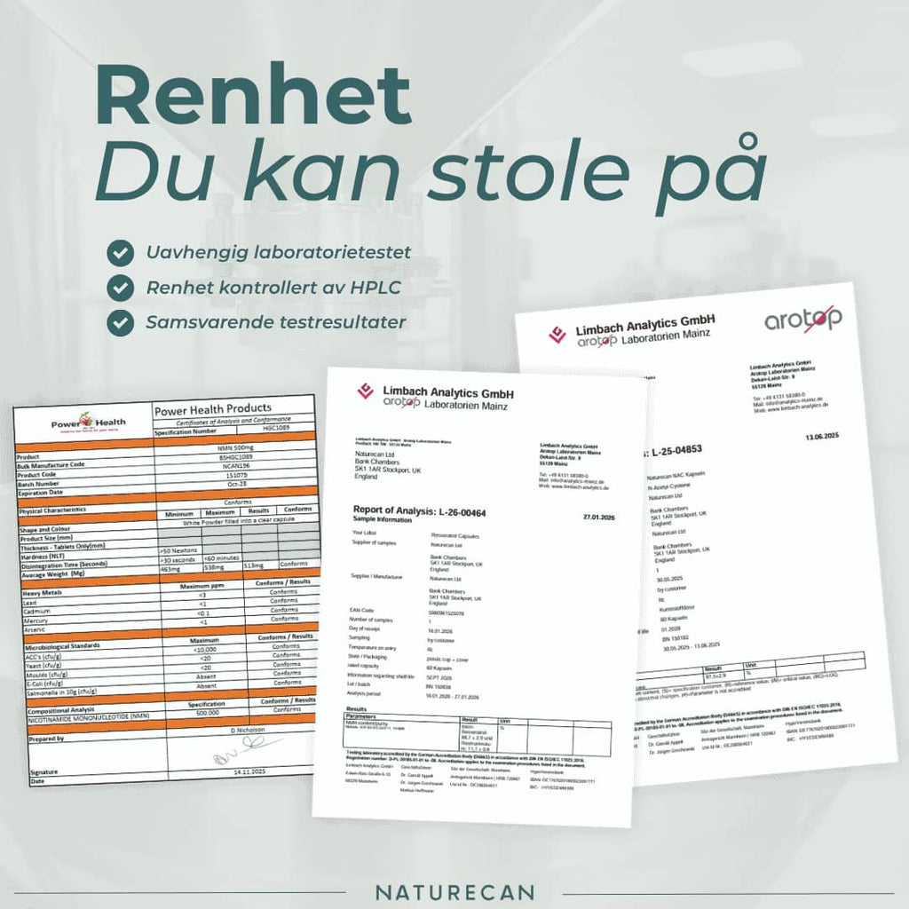 Kosttilskudd mot aldring renhet