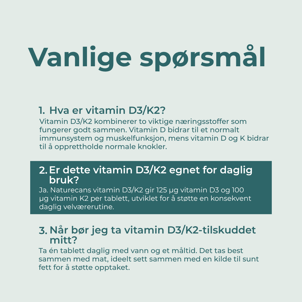 hva er Vitamin D3 og K2