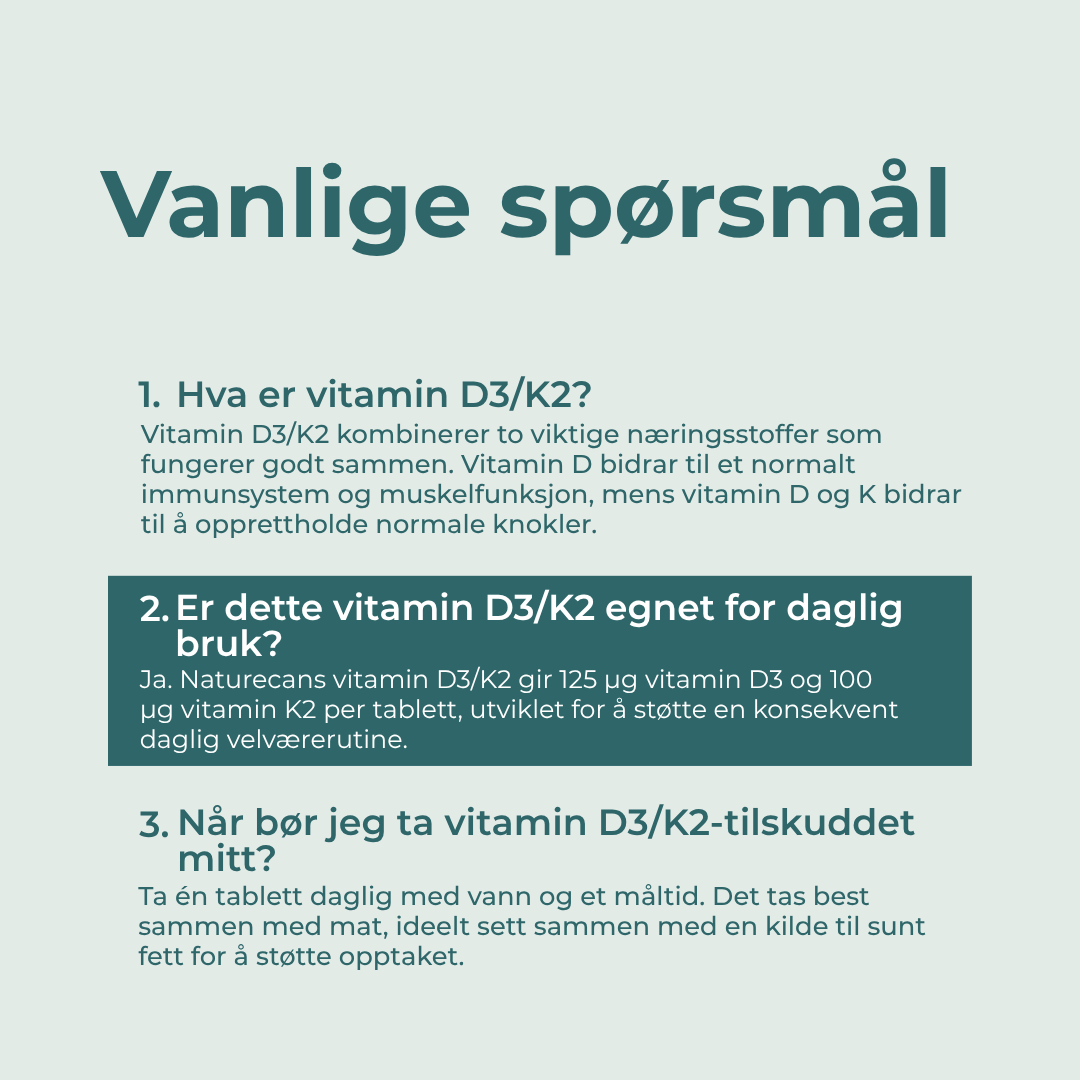 hva er Vitamin D3 og K2