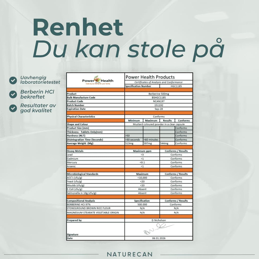 Berberine  renhet