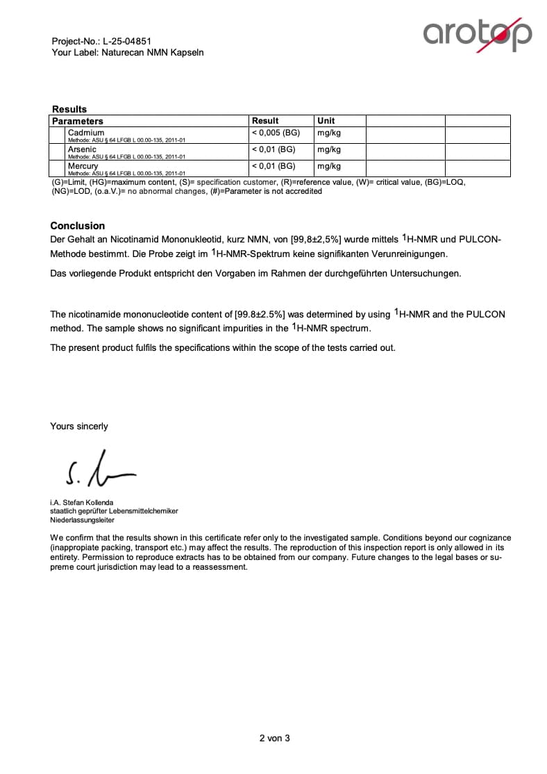 Laboratorierapport nmn pulver 2